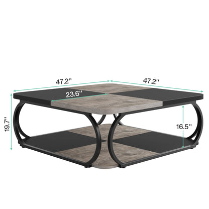 Tribesigns Square Coffee Table with 2 Tiers