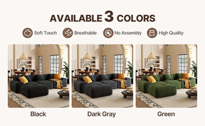 113" Modern L-Shaped Modular Sectional Sofa