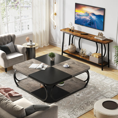 Tribesigns Square Coffee Table with 2 Tiers