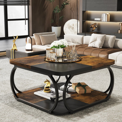 Tribesigns Square Coffee Table with 2 Tiers