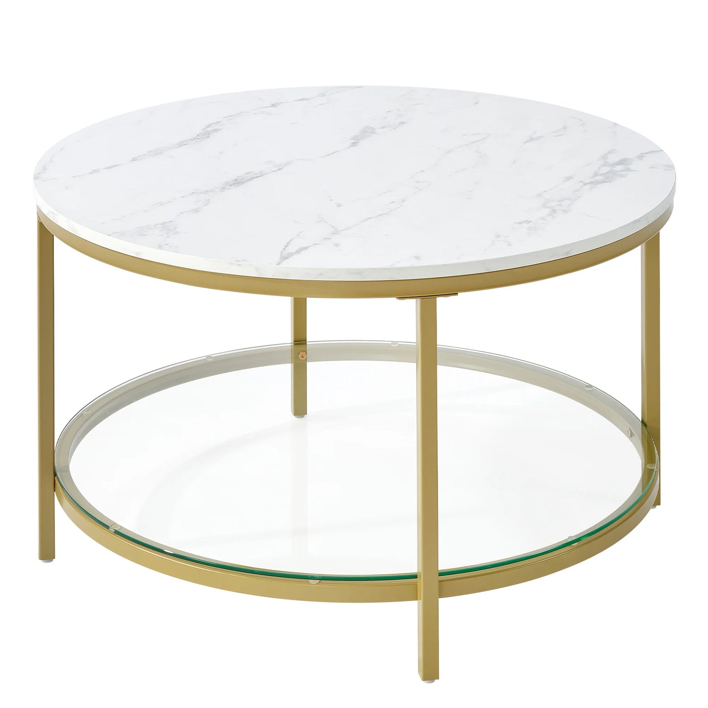 JHK 31IN Marble Round Coffee Table