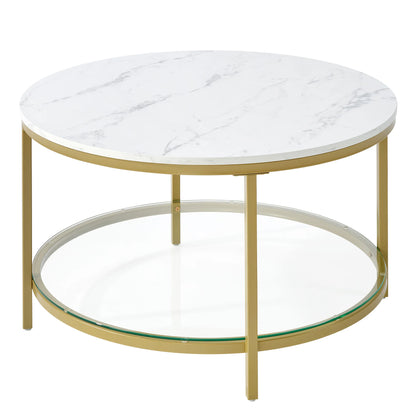 JHK 31IN Marble Round Coffee Table