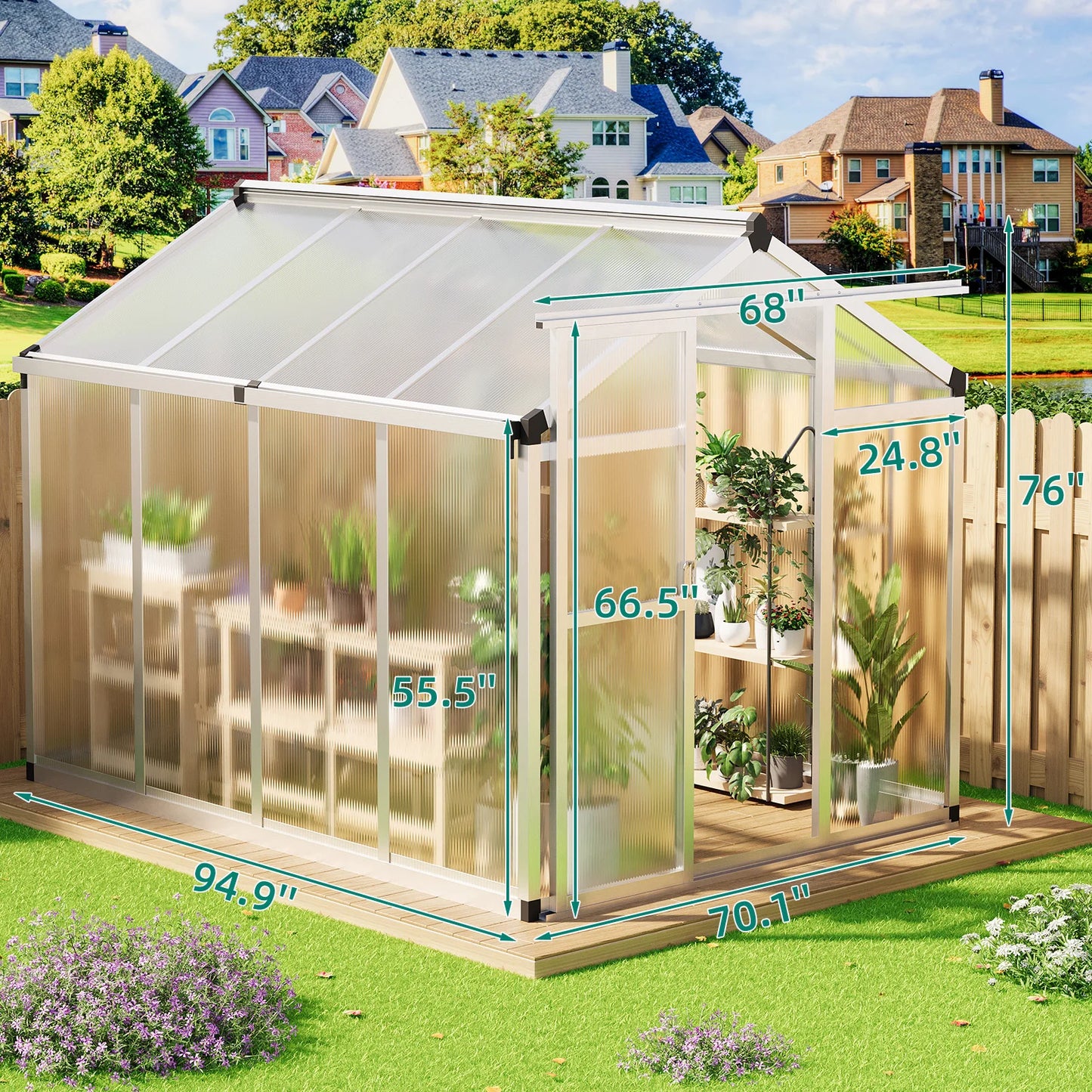 6x8 FT Greenhouse, Aluminum Walk-in