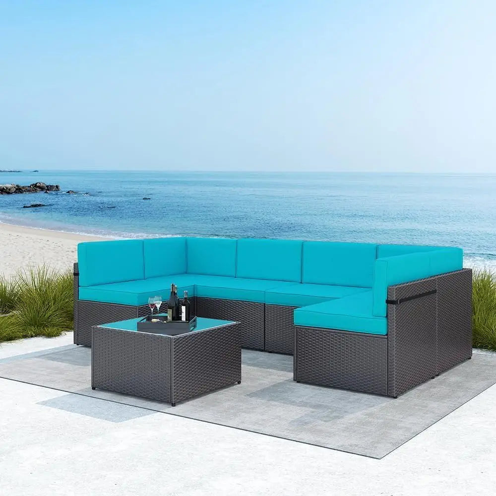 Turquoise Outdoor Patio Wicker Rattan