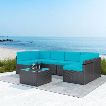 Turquoise Outdoor Patio Wicker Rattan
