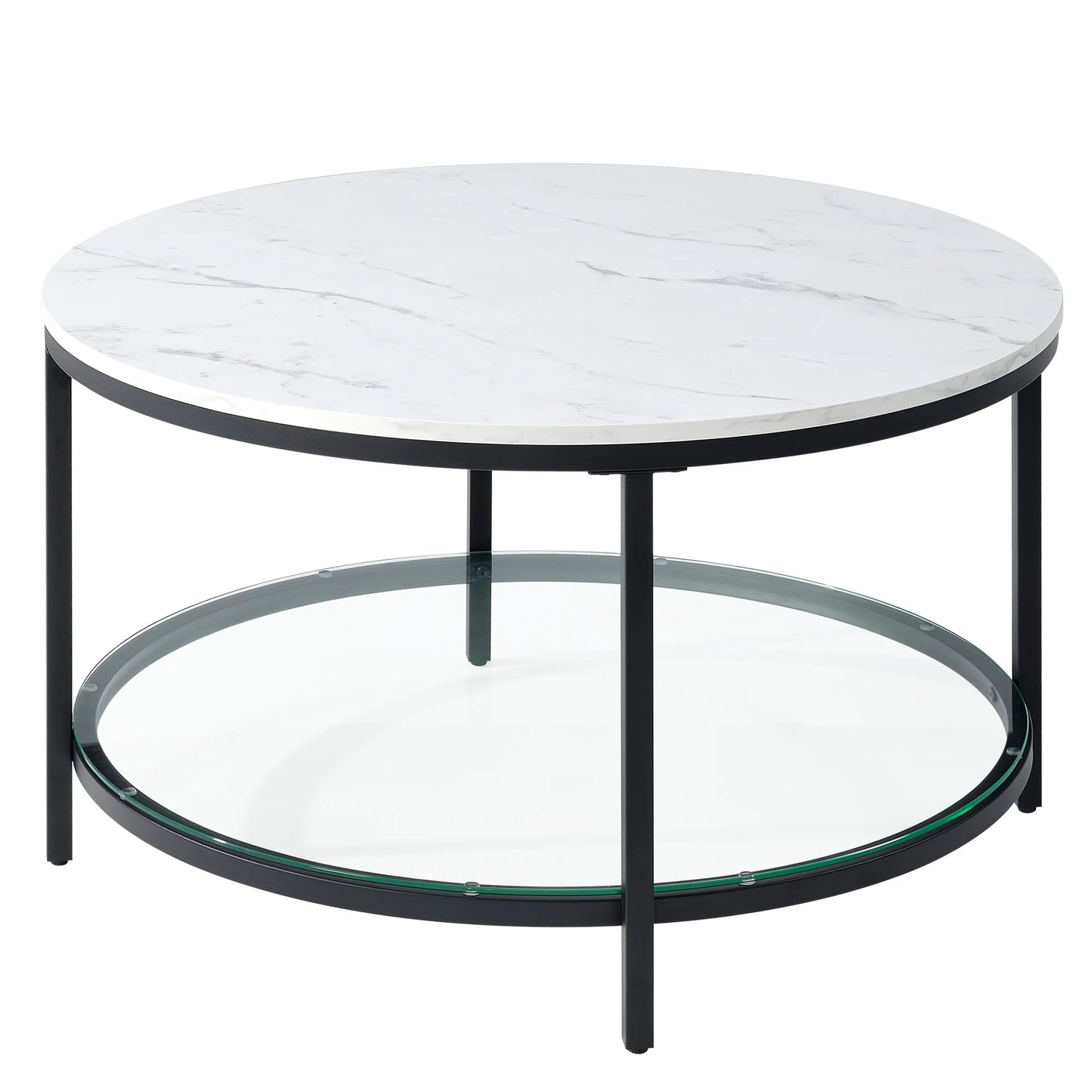 JHK 31IN Marble Round Coffee Table