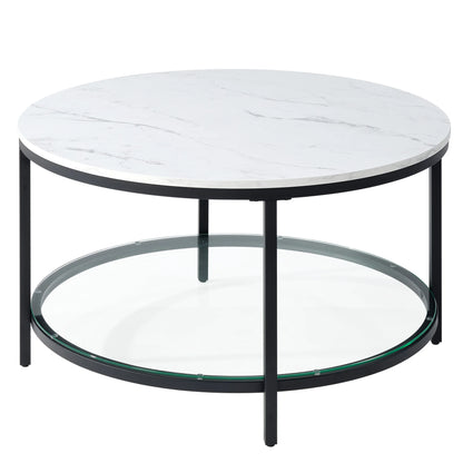 JHK 31IN Marble Round Coffee Table