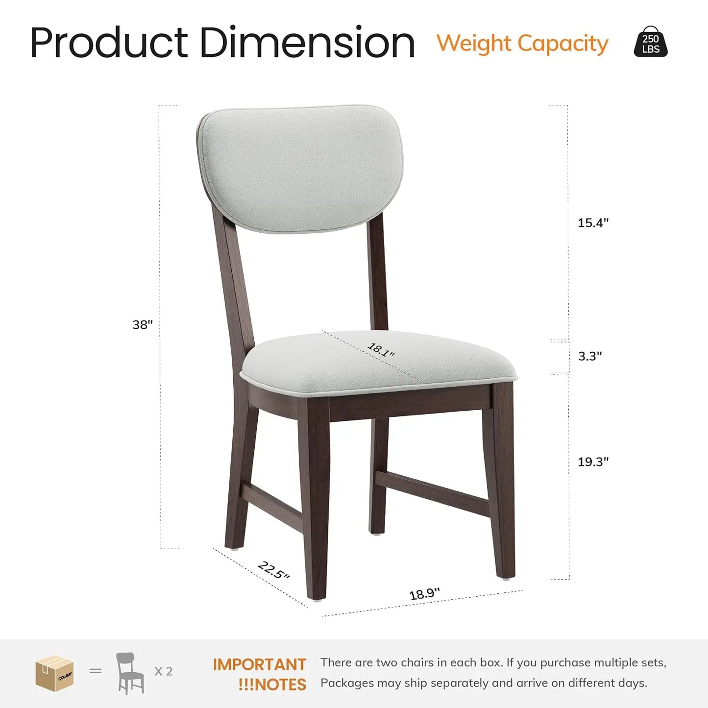 Solid Wood Dining Chairs Set of 6
