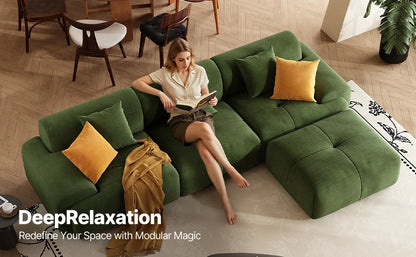 113" Modern L-Shaped Modular Sectional Sofa