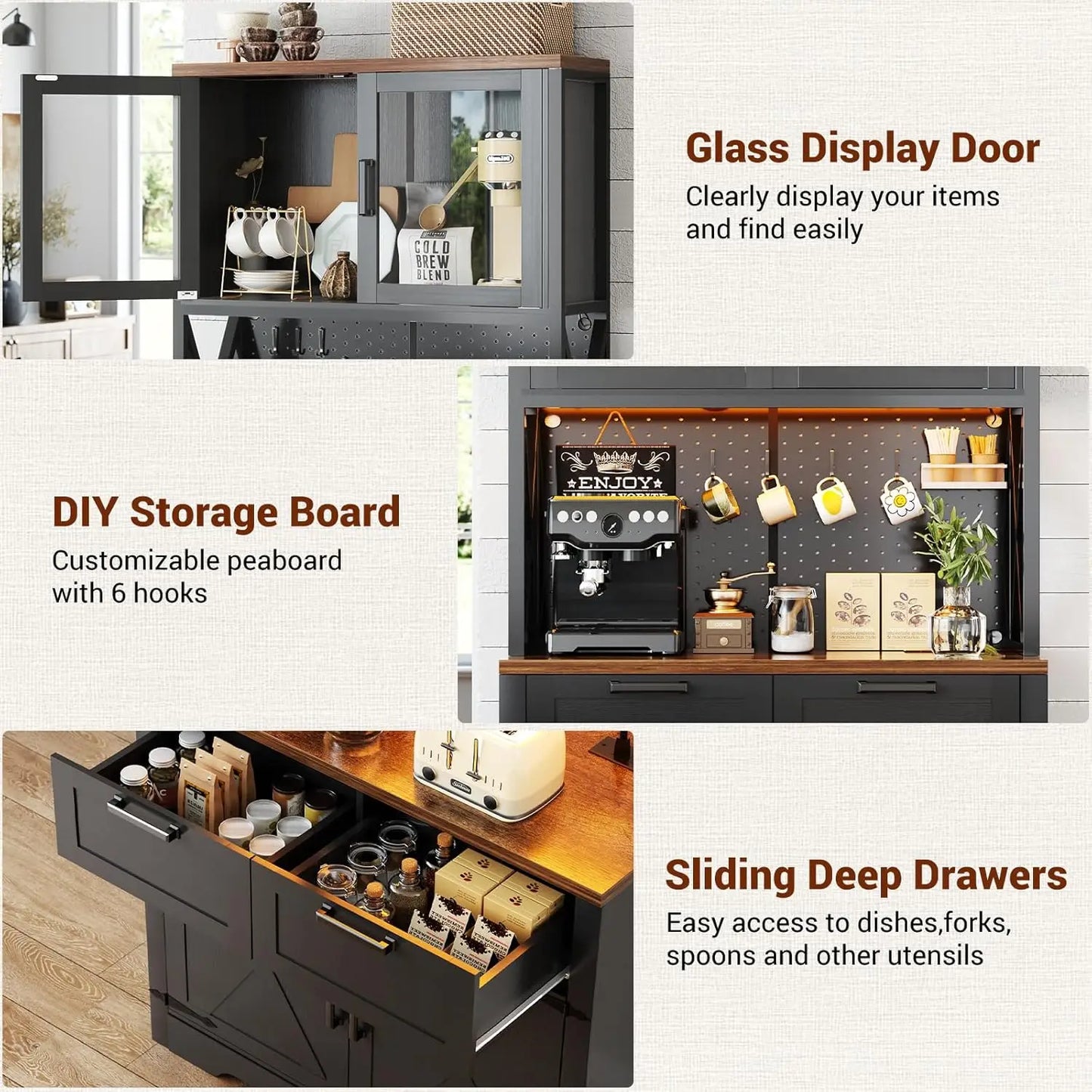 71" Pantry Cabinet with LED Light
