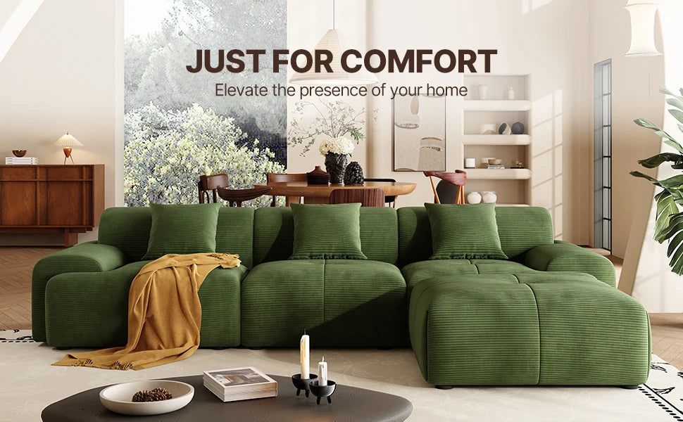 113" Modern L-Shaped Modular Sectional Sofa