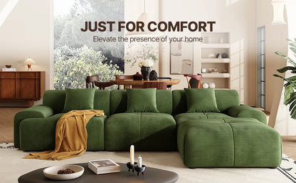 113" Modern L-Shaped Modular Sectional Sofa