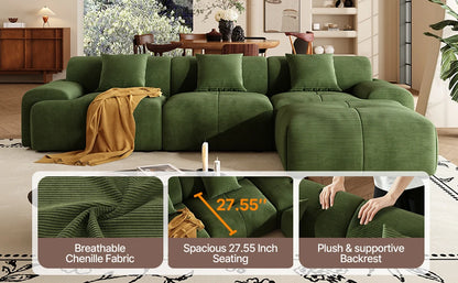 113" Modern L-Shaped Modular Sectional Sofa