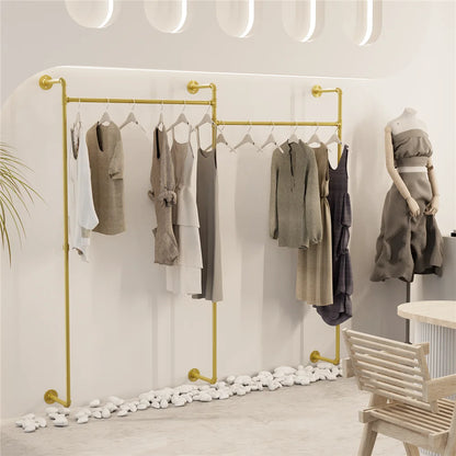 Industrial Pipe Clothing Rack Wall Mounted