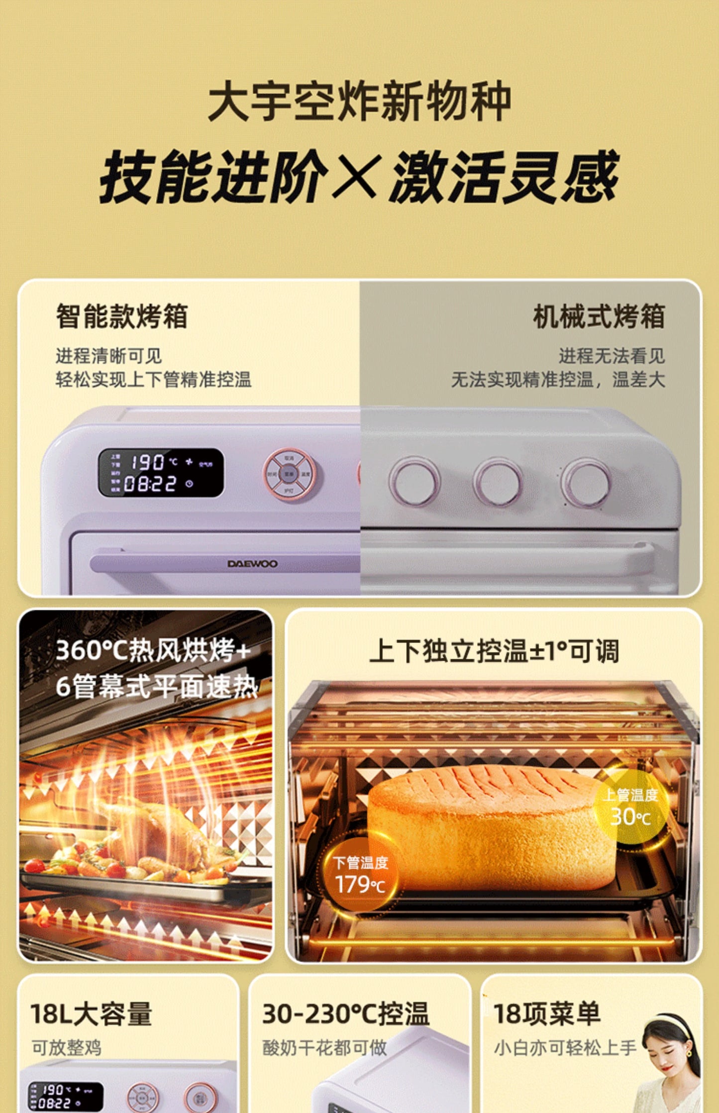 18L air fryer household visual multi function