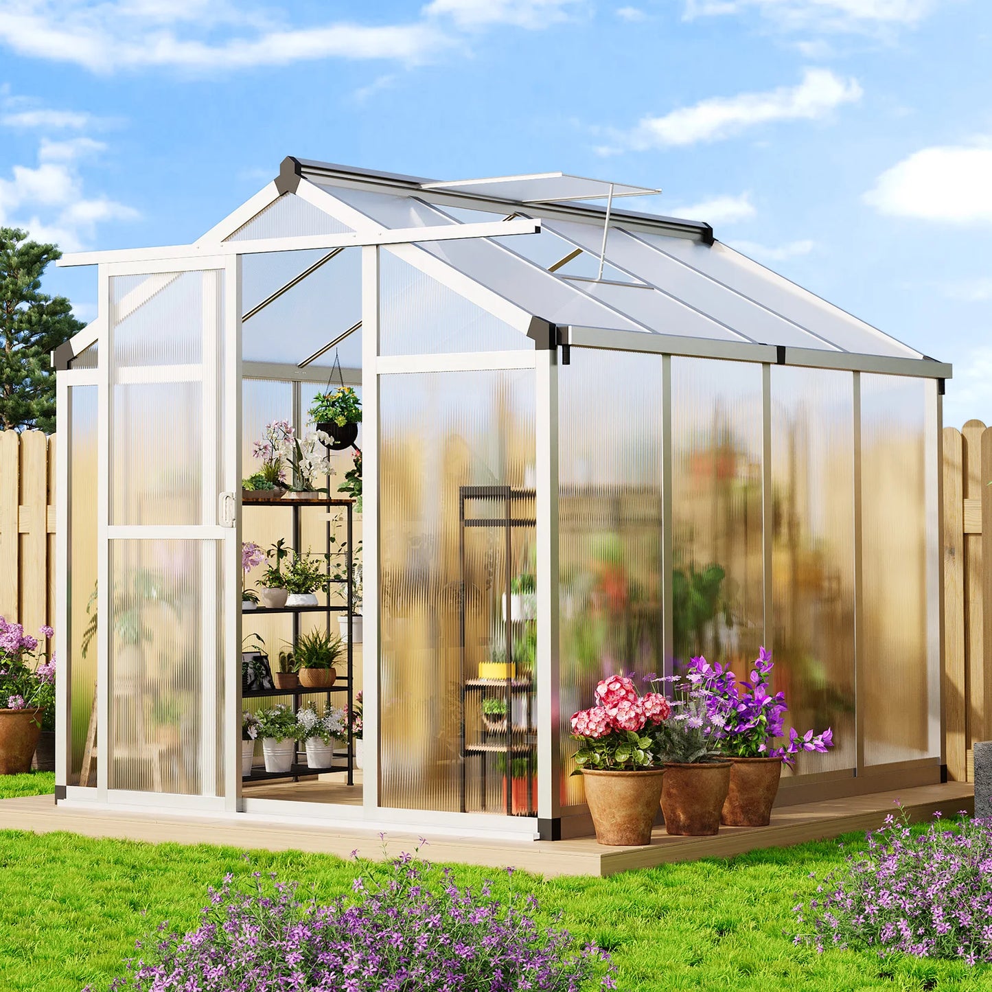 6x8 FT Greenhouse, Aluminum Walk-in