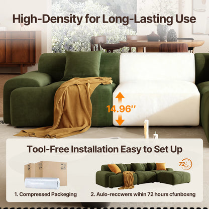 113" Modern L-Shaped Modular Sectional Sofa