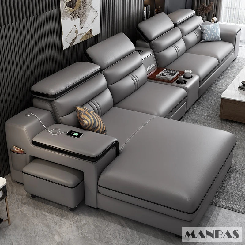 Leather Sectional Sofa Set