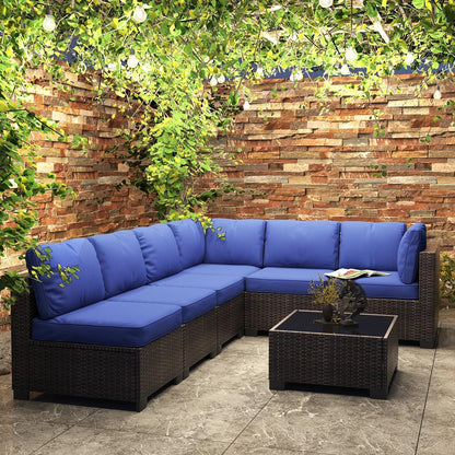 7-Piece PE Rattan Sectional Patio Set