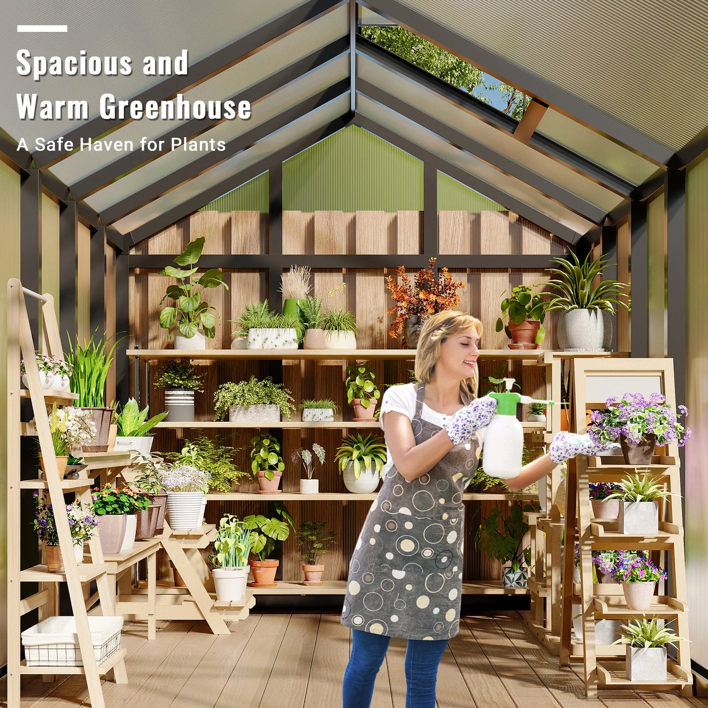 6x8 FT Greenhouse, Aluminum Walk-in