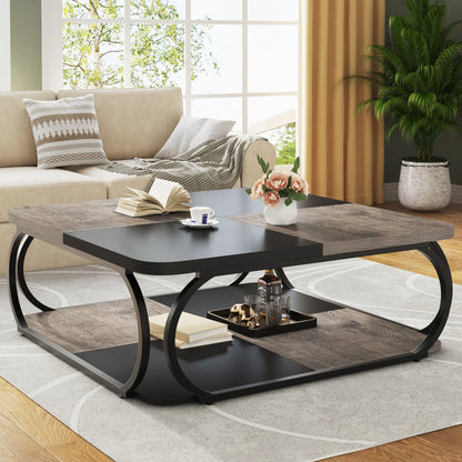 Tribesigns Square Coffee Table with 2 Tiers