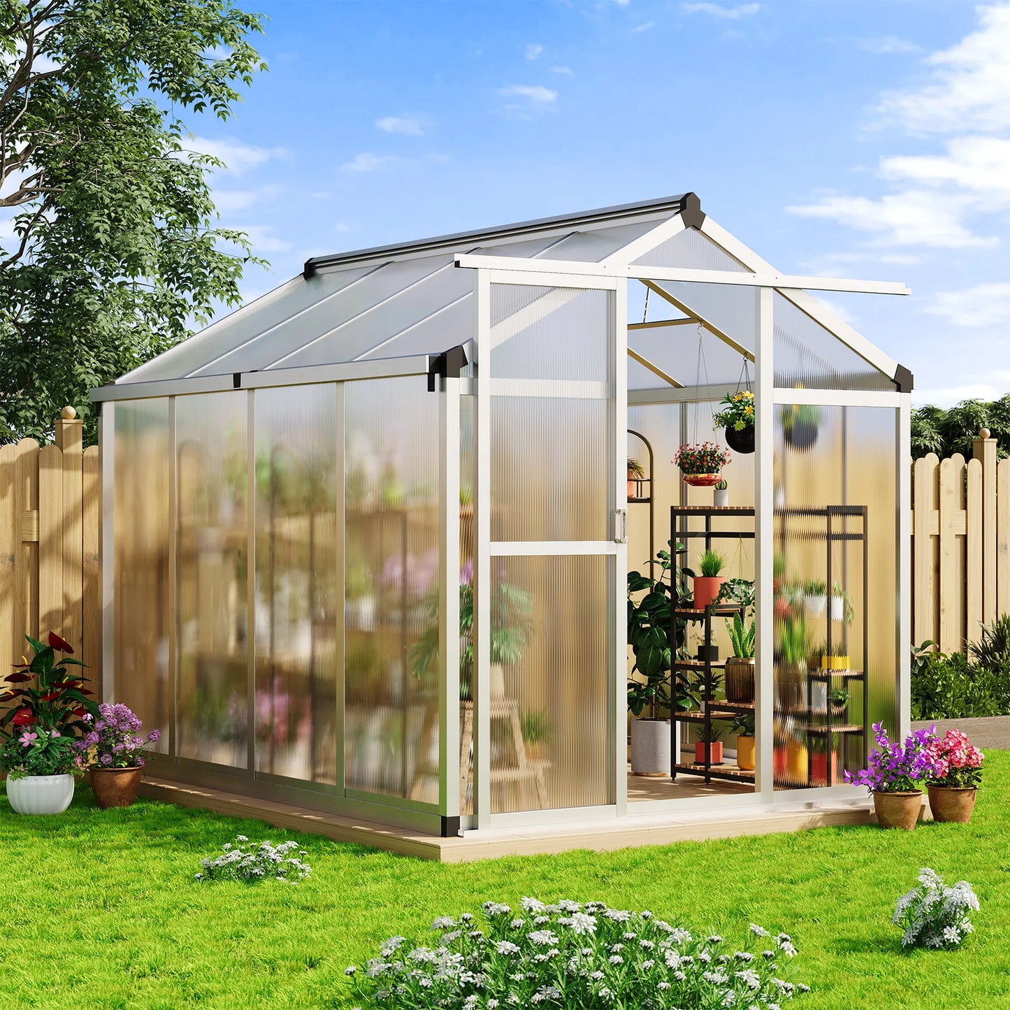 6x8 FT Greenhouse, Aluminum Walk-in