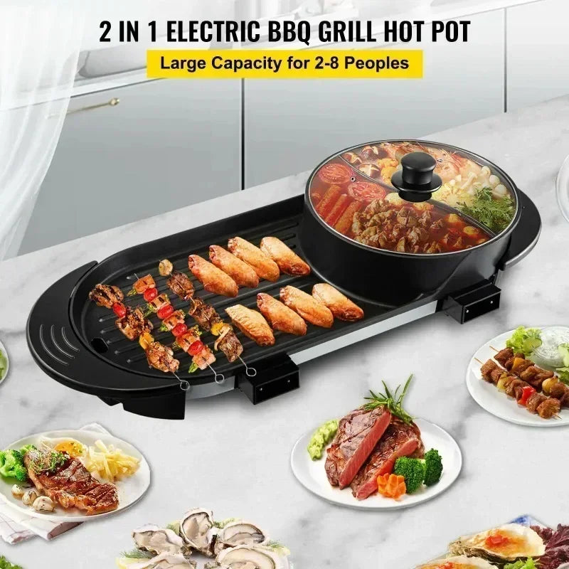 2200W Electric Barbecue Pot 2-in-1 Hot Pot