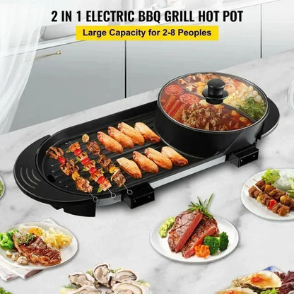 2200W Electric Barbecue Pot 2-in-1 Hot Pot