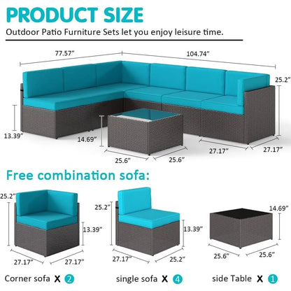 Turquoise Outdoor Patio Wicker Rattan