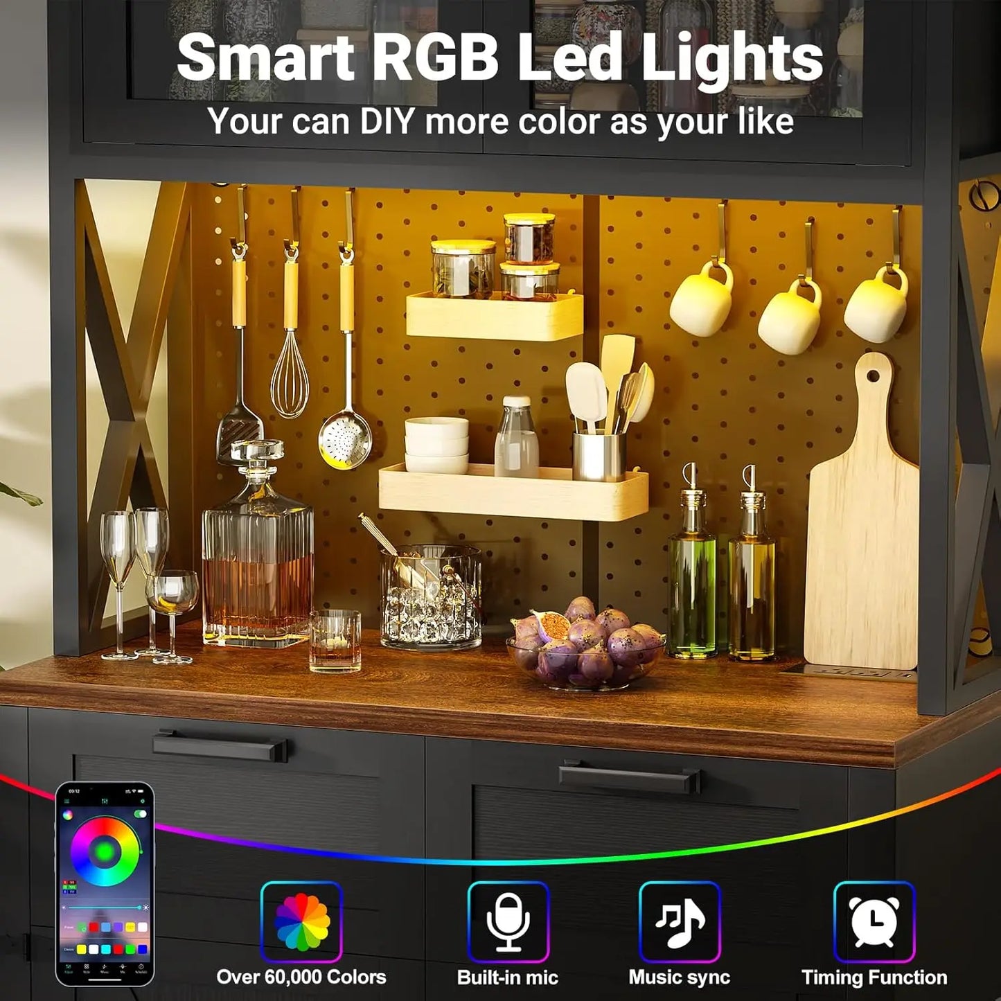 71" Pantry Cabinet with LED Light