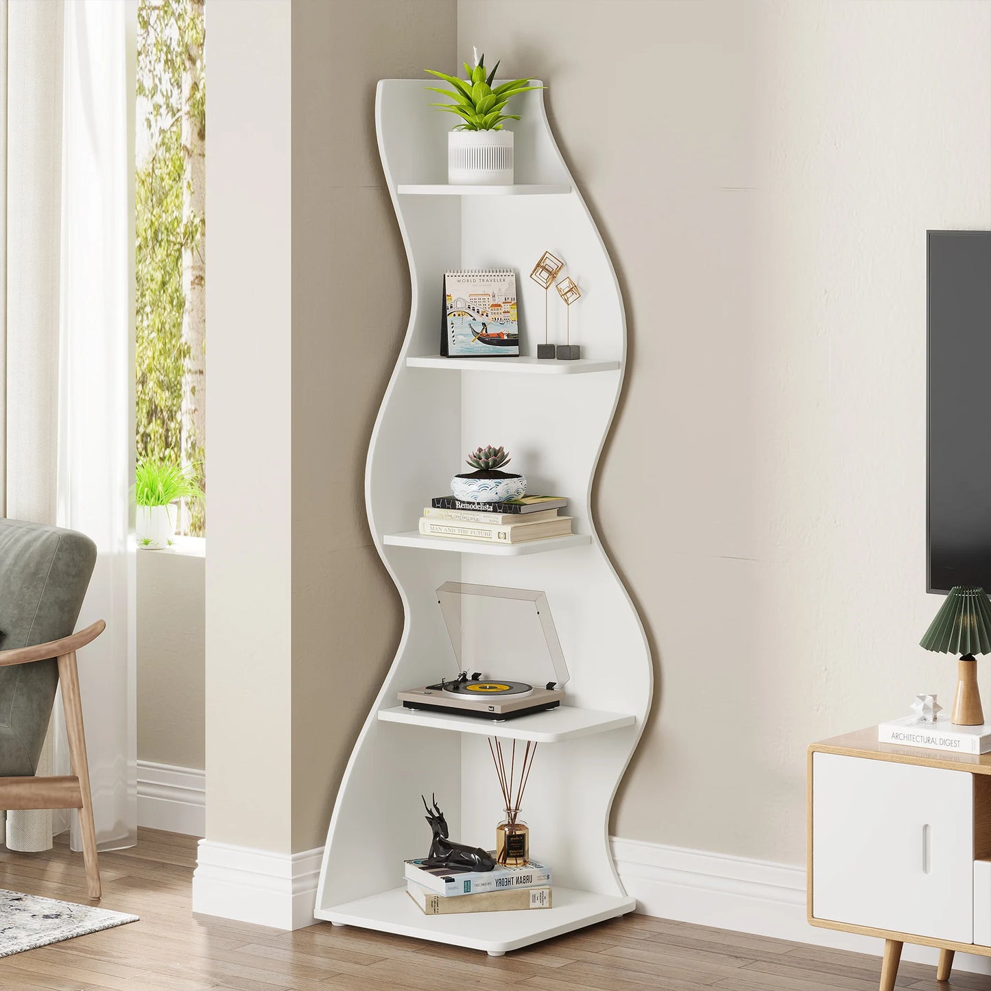 Tribesigns Corner Shelf, Modern 5-Tier