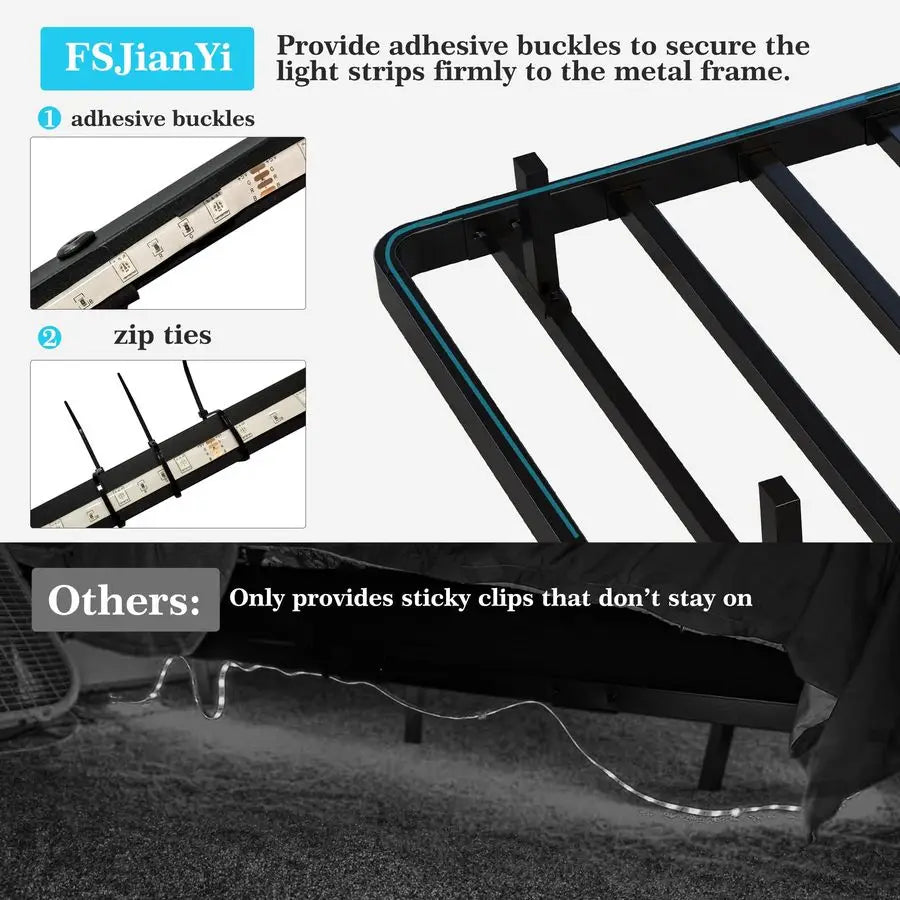 Size Floating Bed Frame with LED Lights