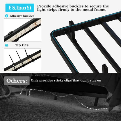 Size Floating Bed Frame with LED Lights