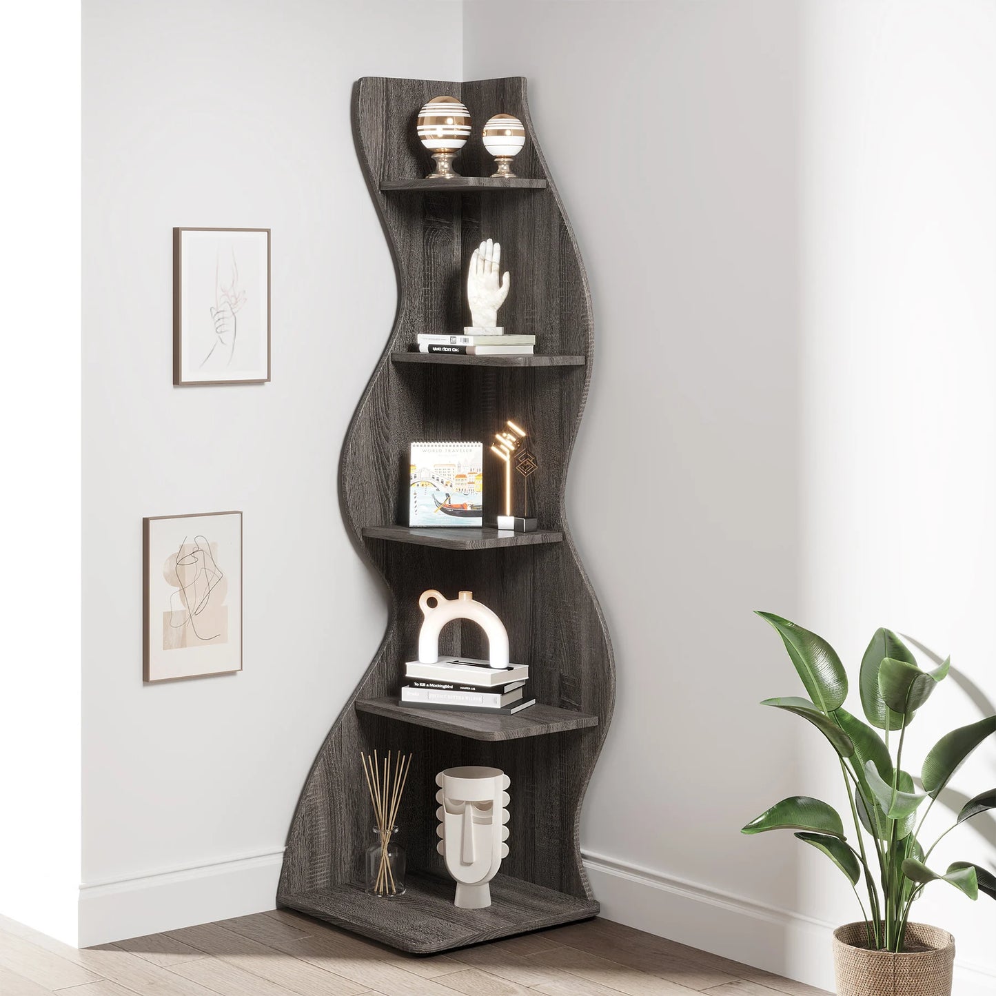 Tribesigns Corner Shelf, Modern 5-Tier