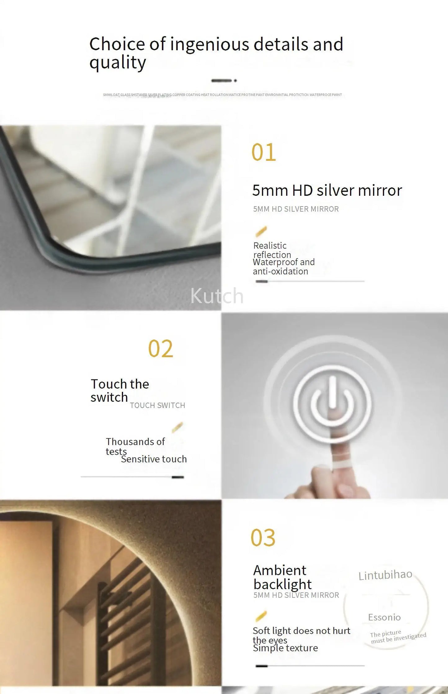 Mirror for Shower Mirroring Light Makeup