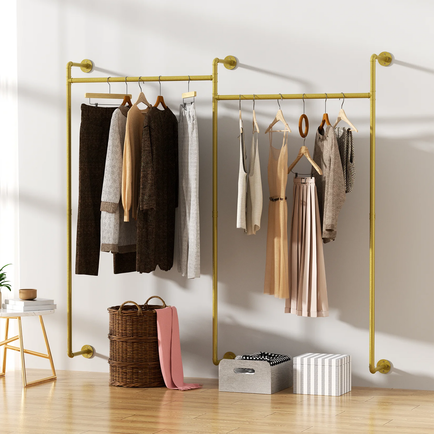 Industrial Pipe Clothing Rack Wall Mounted