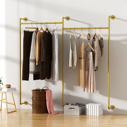 Industrial Pipe Clothing Rack Wall Mounted