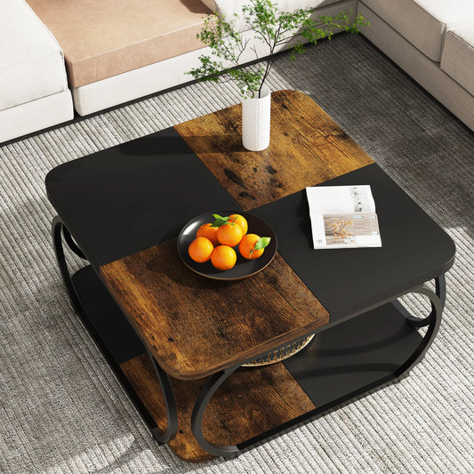 Tribesigns Square Coffee Table with 2 Tiers