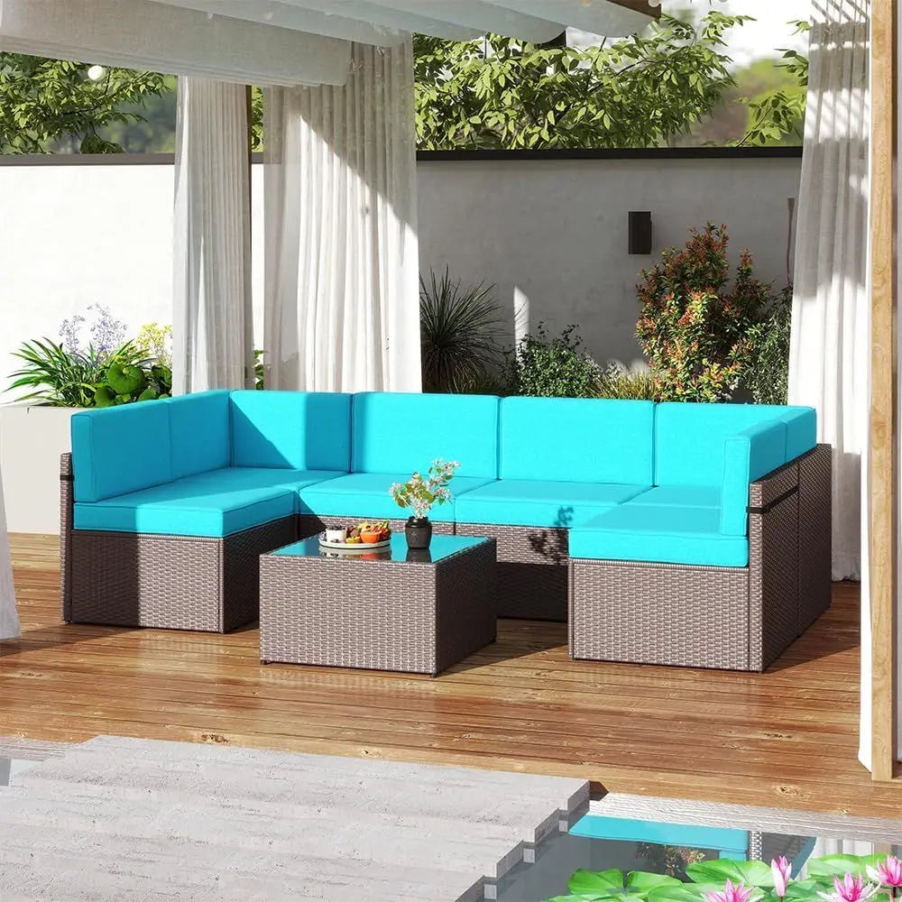 Turquoise Outdoor Patio Wicker Rattan