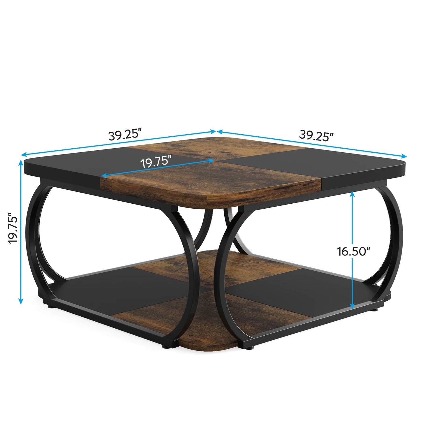 Tribesigns Square Coffee Table with 2 Tiers