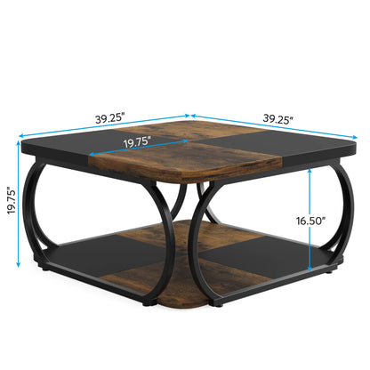 Tribesigns Square Coffee Table with 2 Tiers
