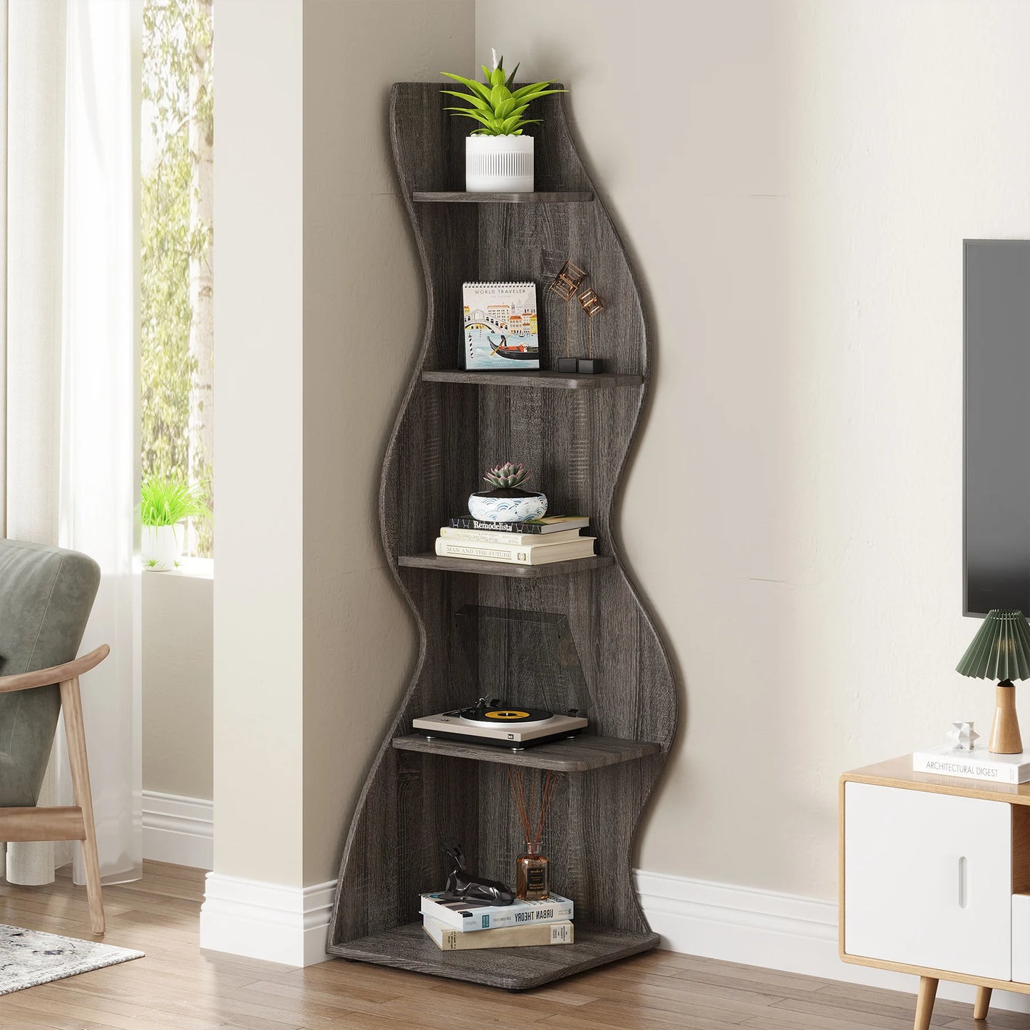 Tribesigns Corner Shelf, Modern 5-Tier