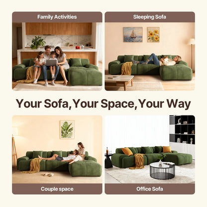 113" Modern L-Shaped Modular Sectional Sofa