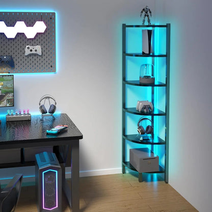 6-Tier Corner Shelf with LED Lights