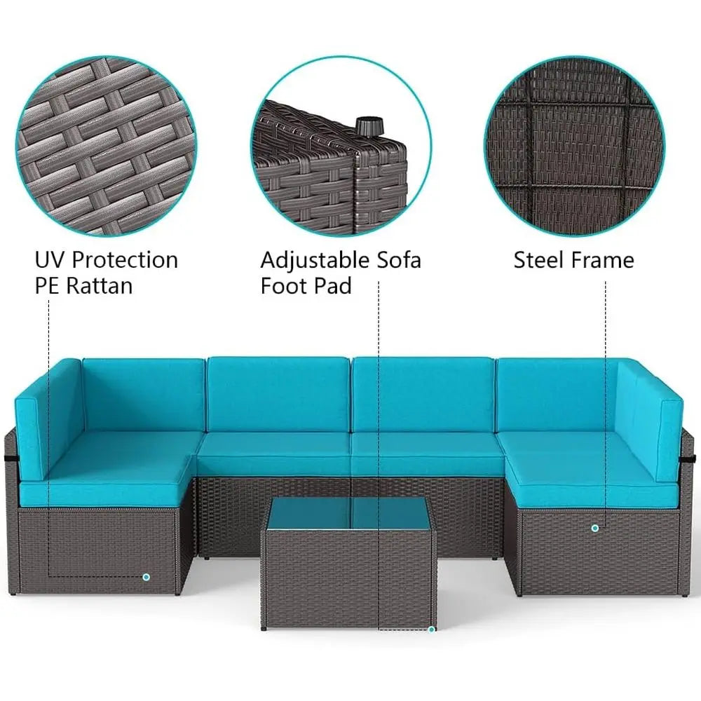 Turquoise Outdoor Patio Wicker Rattan