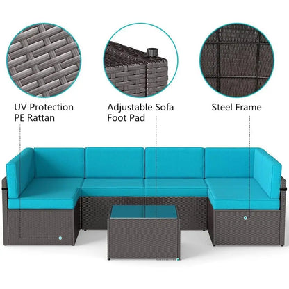 Turquoise Outdoor Patio Wicker Rattan