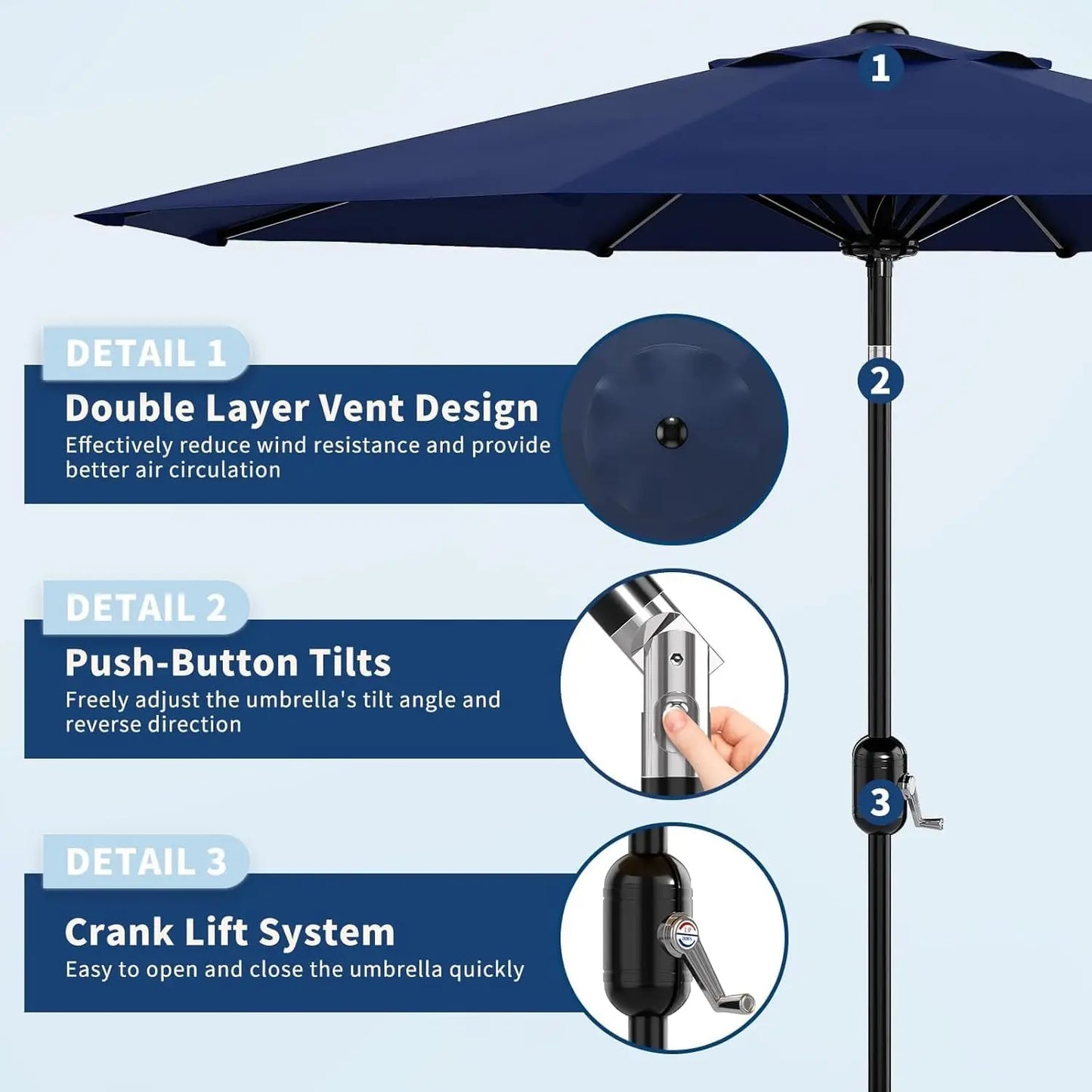 UV50+ Sun Protection Patio Umbrella