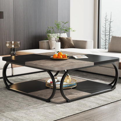Tribesigns Square Coffee Table with 2 Tiers