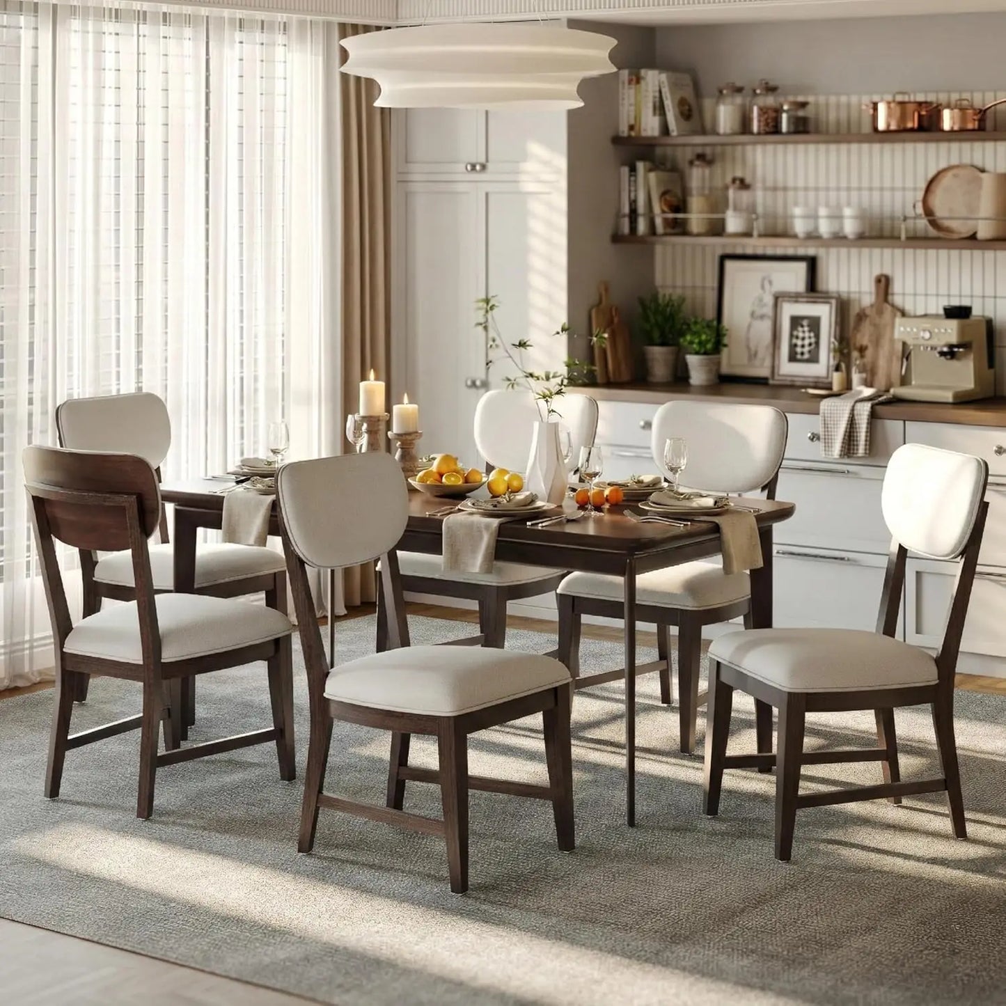 Solid Wood Dining Chairs Set of 6