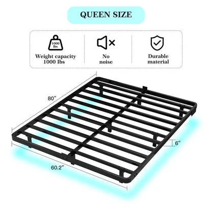 Size Floating Bed Frame with LED Lights